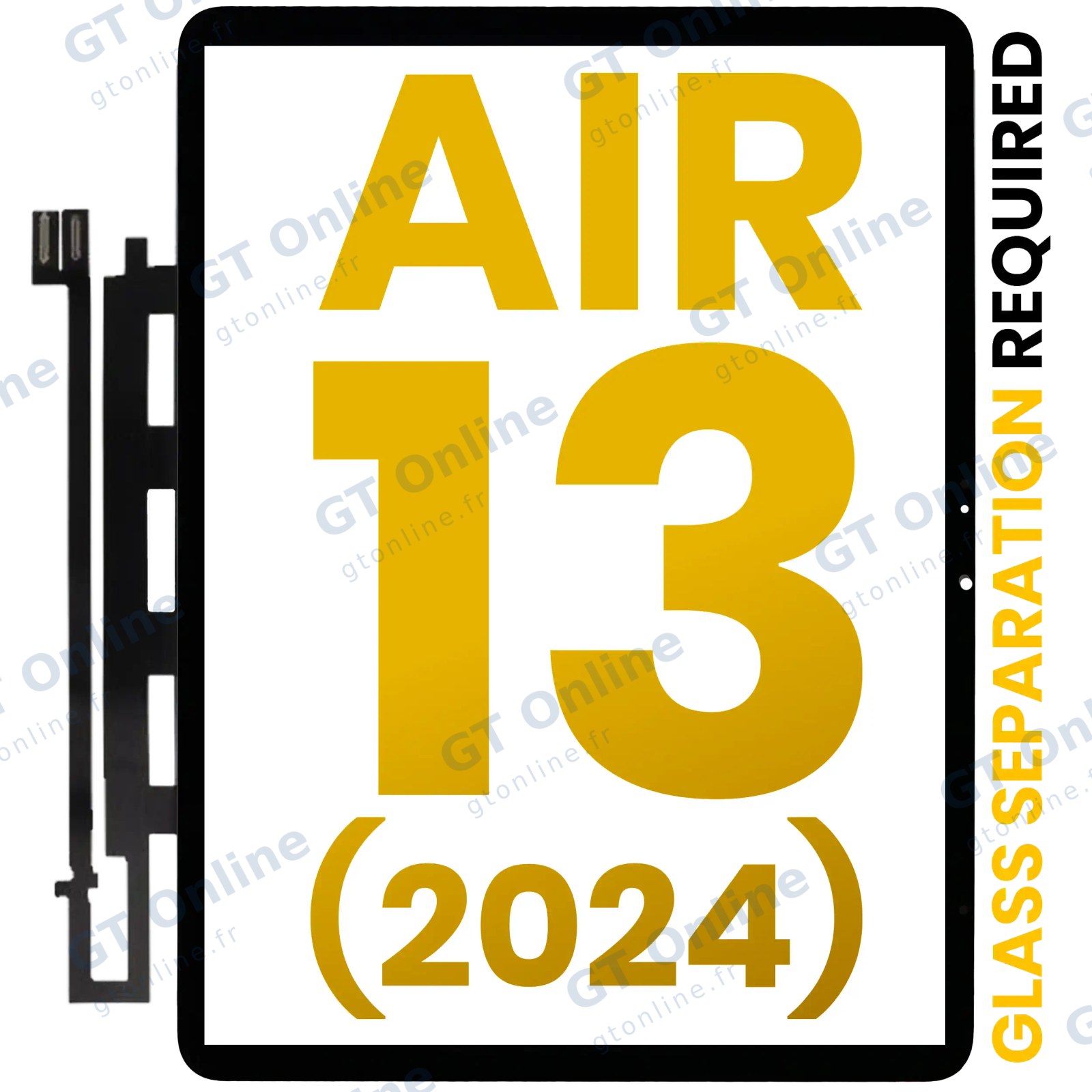 Vitre tactile pour Apple iPad Air 13" (2024 / 2025 / 2026) (OCA préinstallé, séparation de la vitre requise, premium)