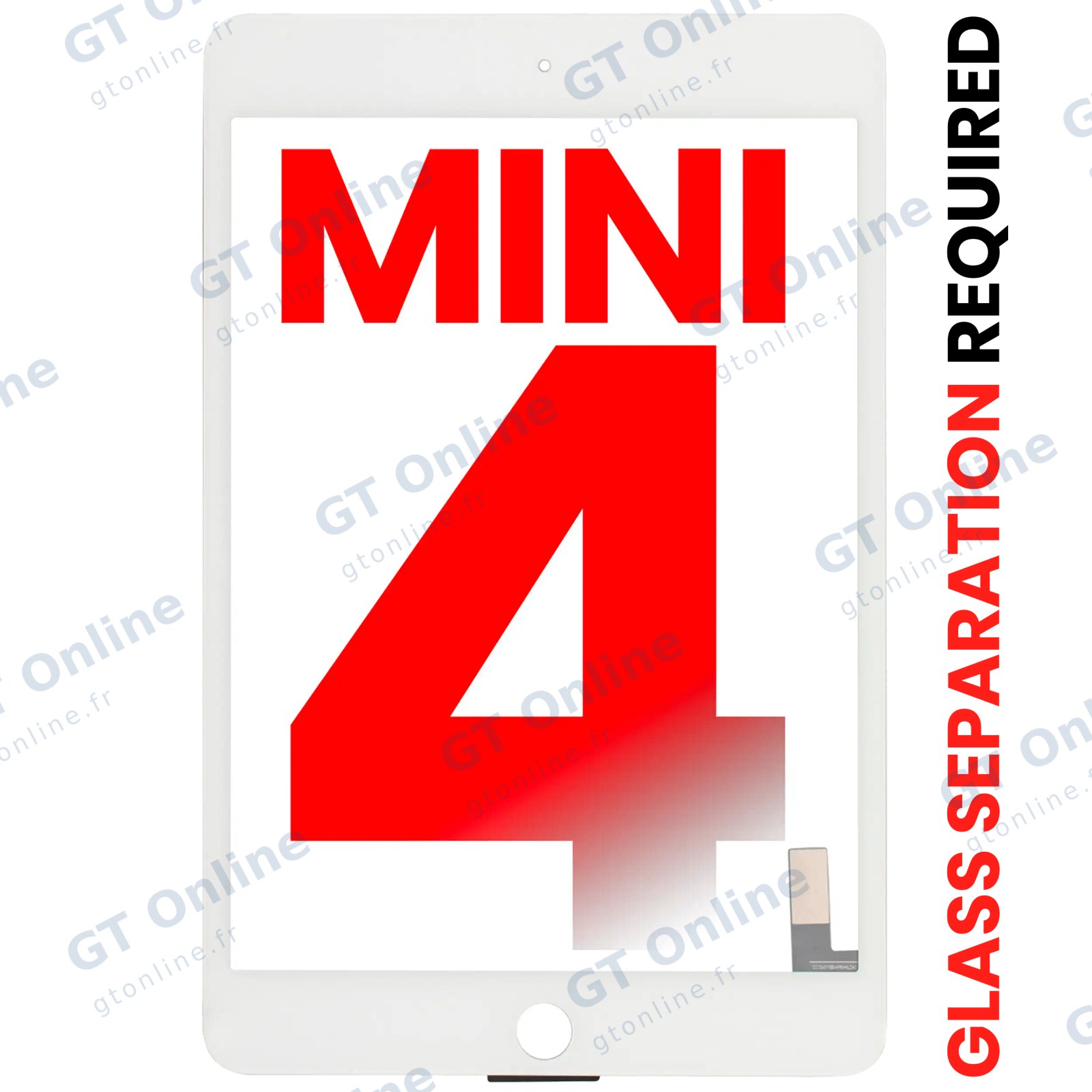 Vitre tactile pour Apple iPad Mini 4 (OCA préinstallé, séparation de la vitre requise, compatible premium, blanc)