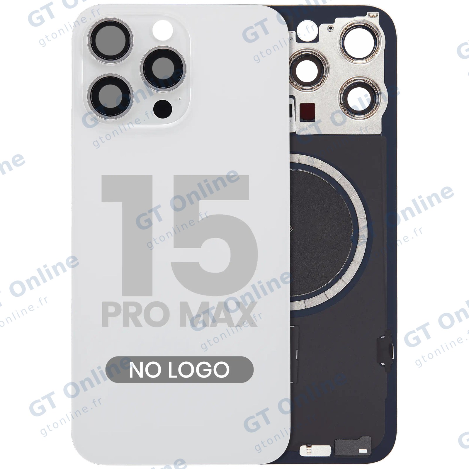 Vitre arrière pour Apple iPhone 15 Pro Max (sans logo, compatible, White Titanium) — réf. 107183138953