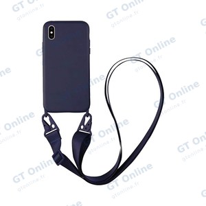 Coque Silicone avec Bandoulière Apple iPhone XS Max (#5) Bleu Marine