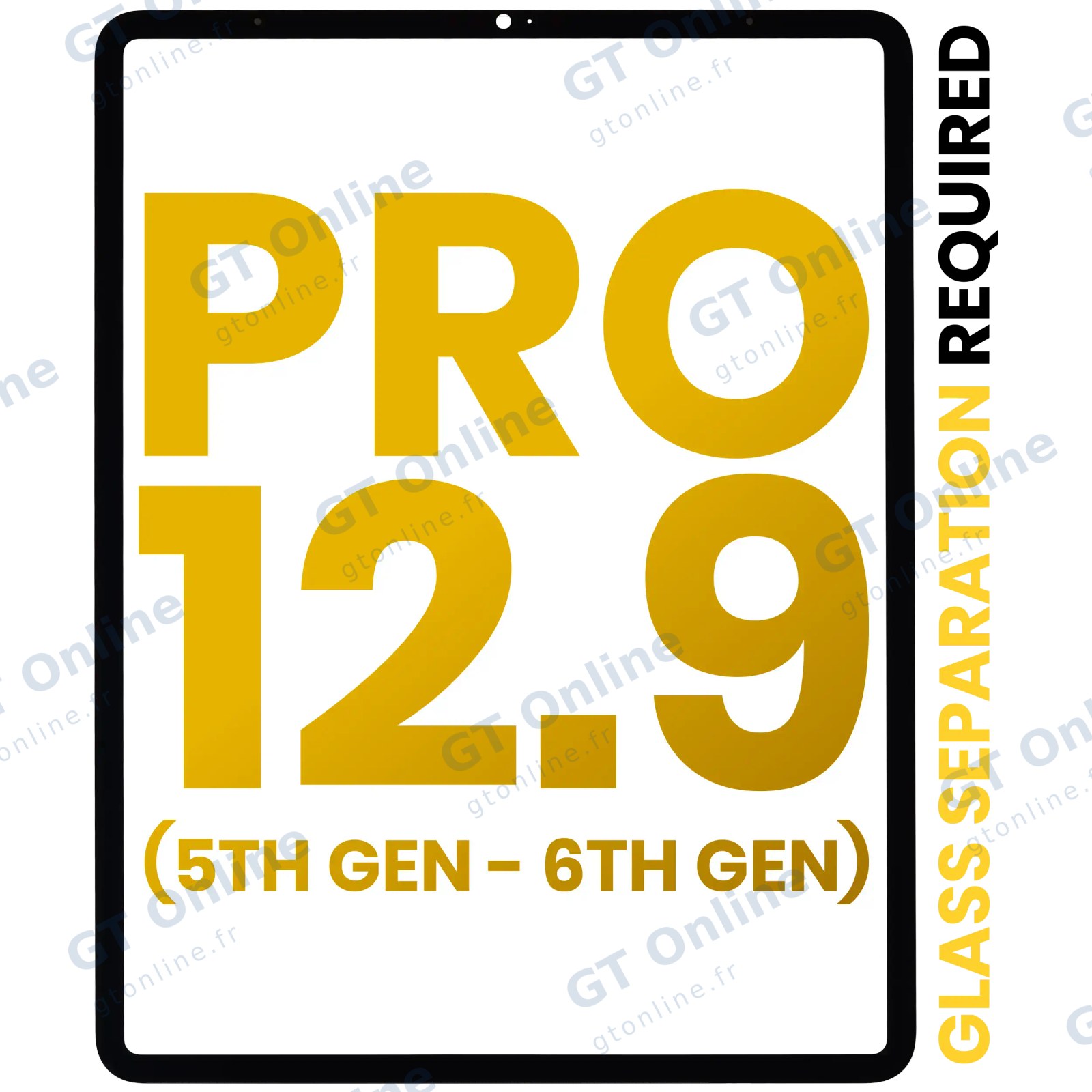 Vitre d’écran pour Apple iPad Pro 12.9" 5th Gen (2021) / Pro 12.9" 6th Gen (2022) (Glass Separation Required, premium, toutes couleurs)
