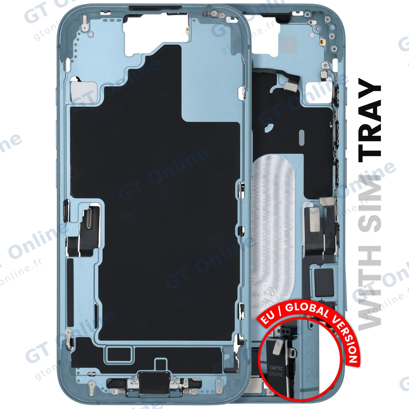 Châssis central pour iPhone 16 (EU / Global, occasion d’origine, grade A, turquoise)