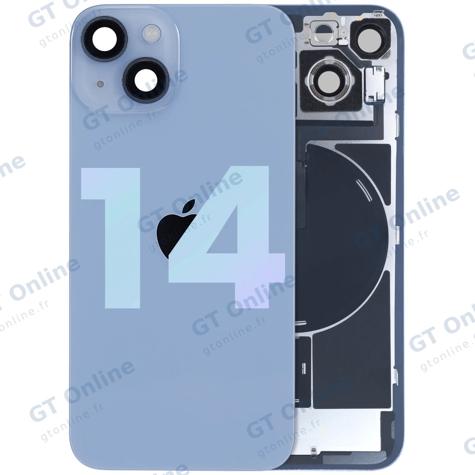 Vitre arrière avec MagSafe, NFC et nappe flash pour Apple iPhone 14 (origine, bleu)