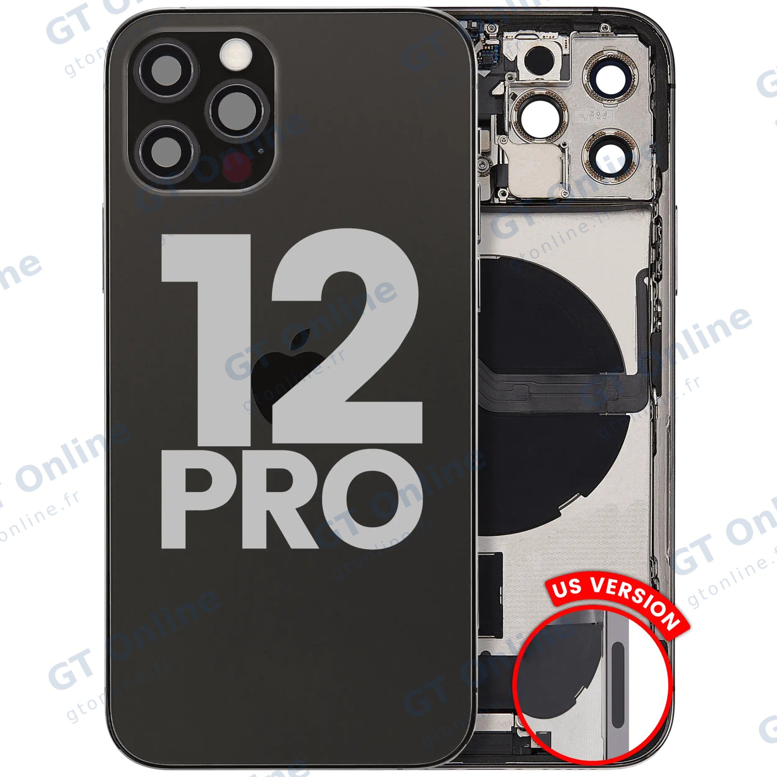 Châssis pour Apple iPhone 12 Pro (version US, origine d'occasion — grade A, graphite)
