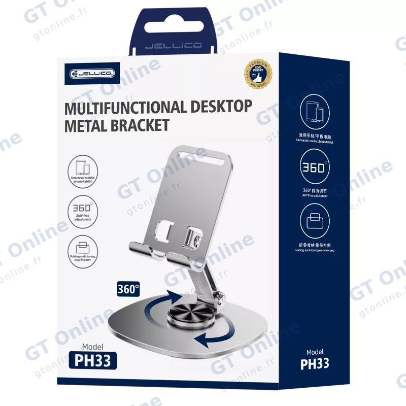 Support de bureau smartphone et tablette rotatif 360° JELLICO PH33 — gris