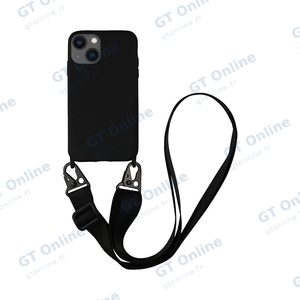 Coque Silicone avec Bandoulière Apple iPhone 15 (#1) Noir