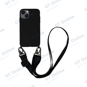 Coque Silicone avec Bandoulière Apple iPhone 14 (#1) Noir