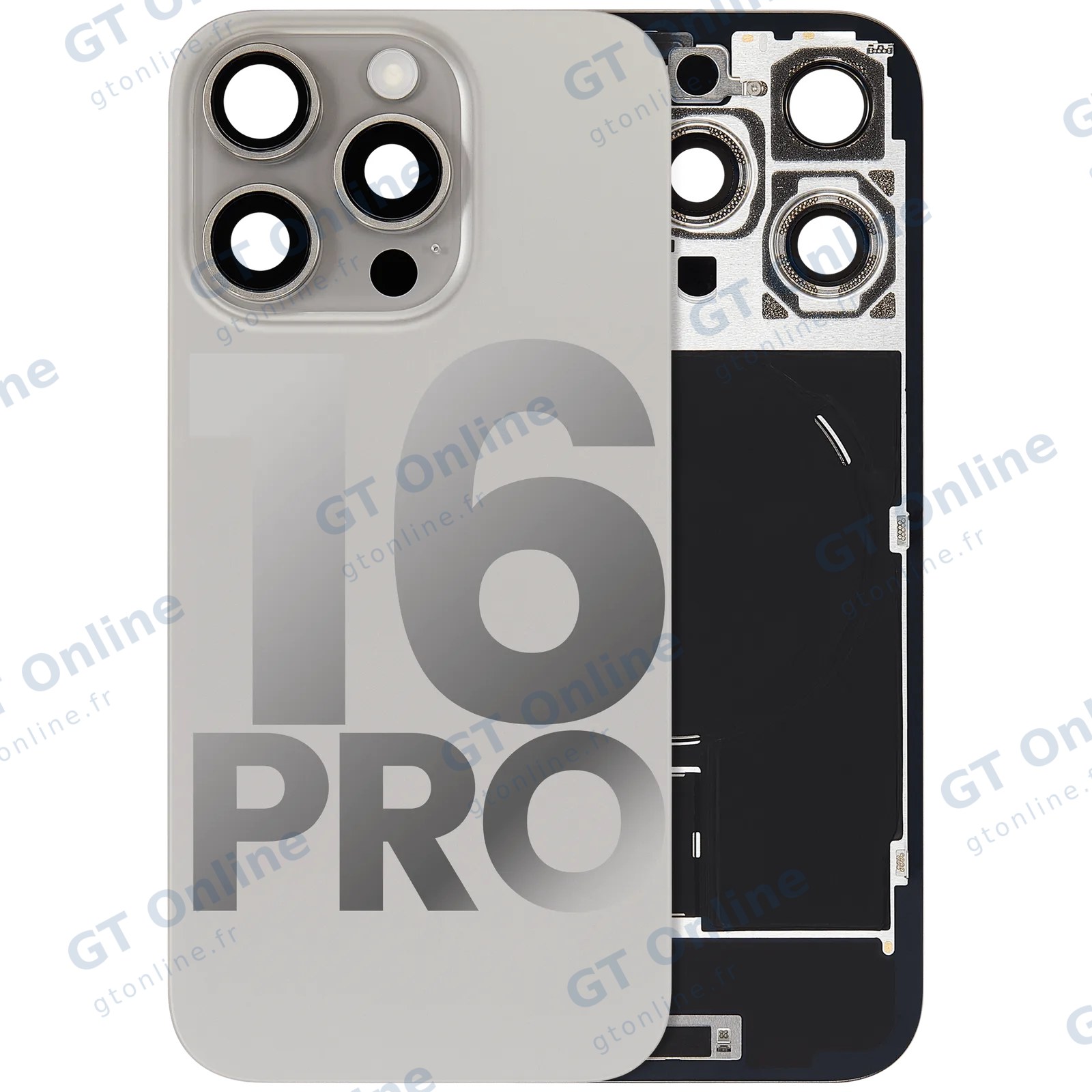 Vitre arrière pour Apple iPhone 16 Pro (origine d'occasion — grade B, titane naturel)
