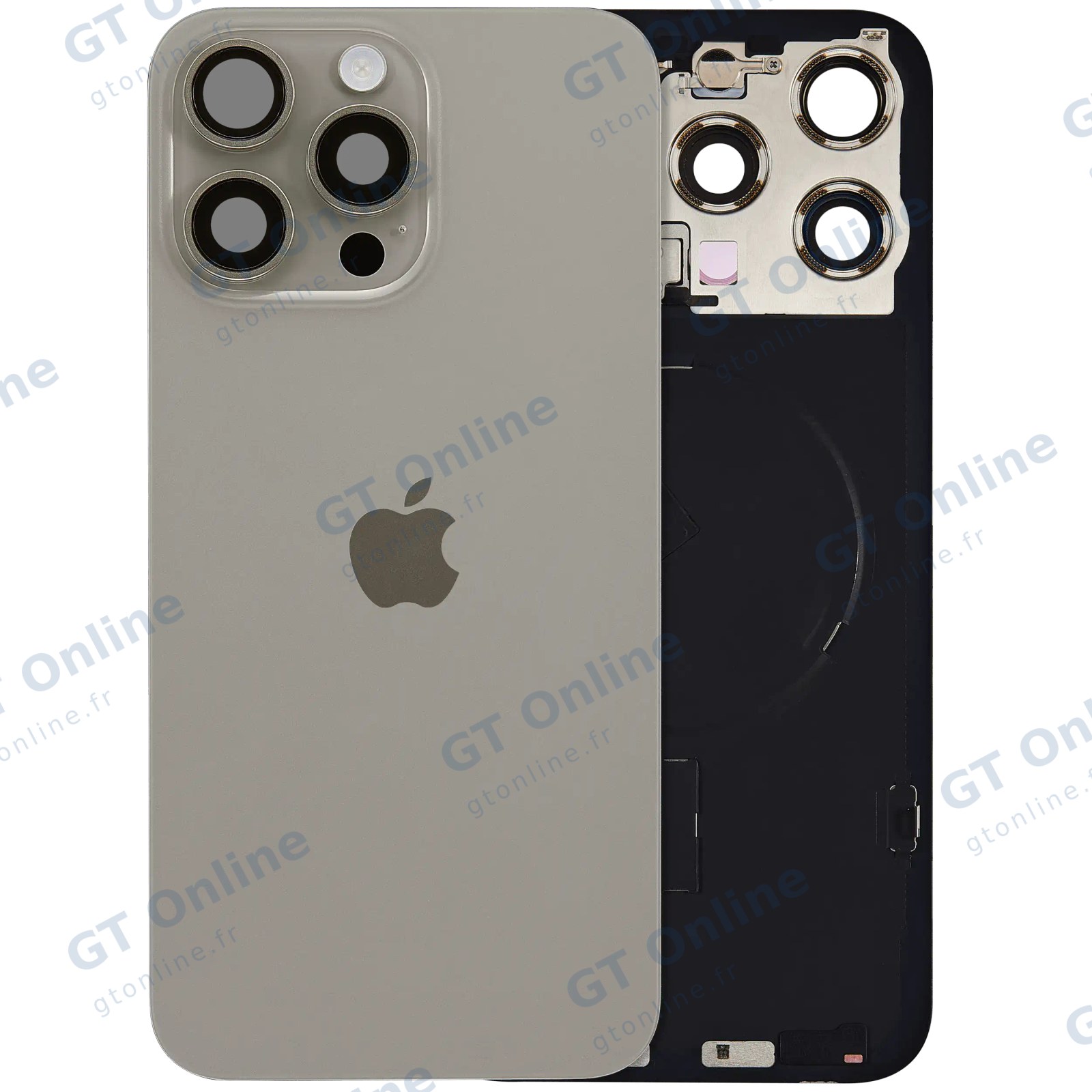 Vitre arrière avec MagSafe, NFC et nappe flash pour Apple iPhone 15 Pro Max (UK / EU Version, origine, titane naturel)