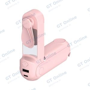 Batterie Externe Power Bank avec Mini Ventilateur et Support 2400mAh Rose