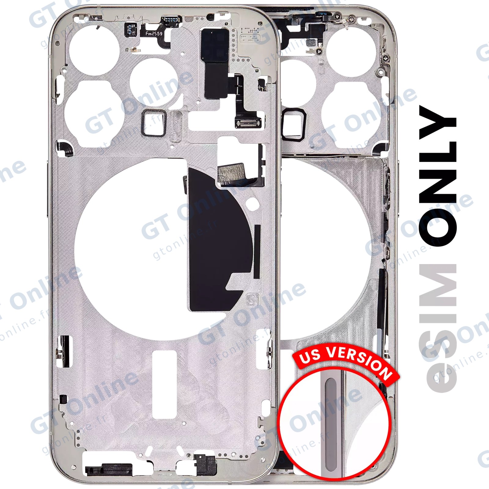 Châssis pour Apple iPhone 15 Pro (version US, origine d'occasion — grade A, White Titanium)