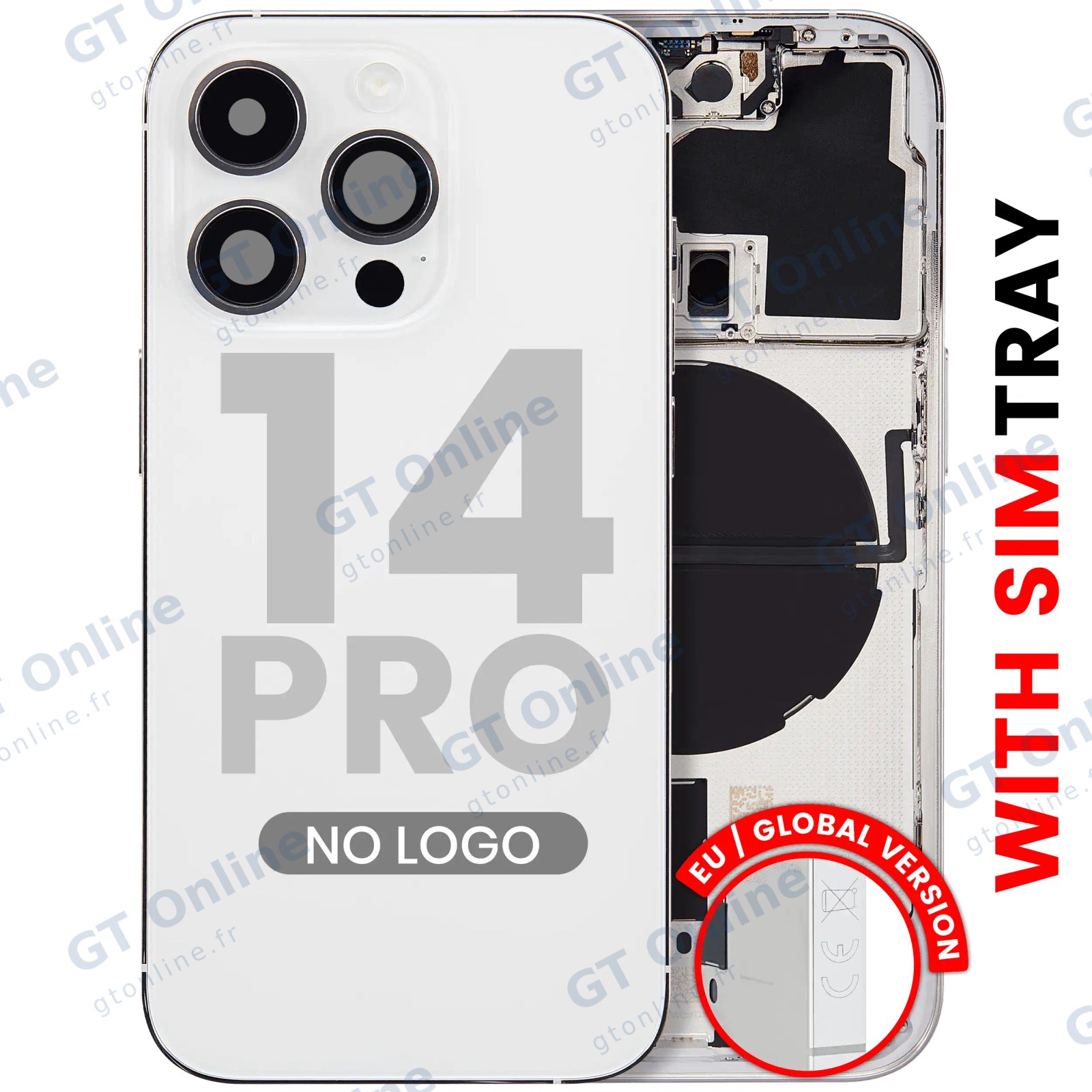 Châssis pour Apple iPhone 14 Pro (version EU, compatible premium, argent)
