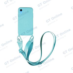 Coque Silicone avec Bandoulière Apple iPhone XR (#7) Bleu Clair