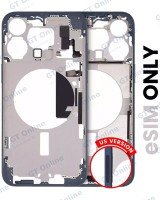 Châssis pour Apple iPhone 15 Pro Max (version US, origine d'occasion — grade B, Blue Titanium)