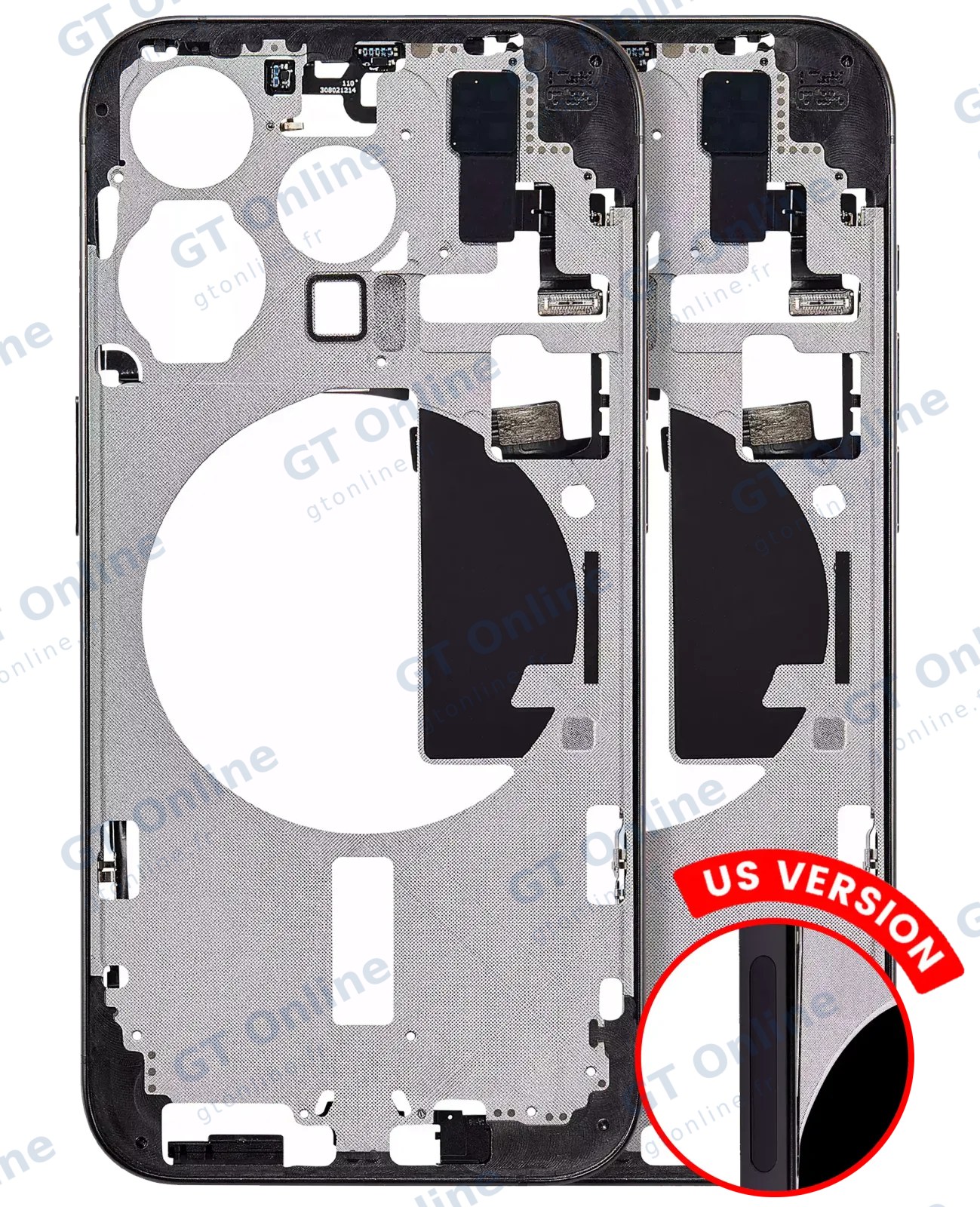 Châssis pour Apple iPhone 15 Pro (version US, compatible premium, titane noir)