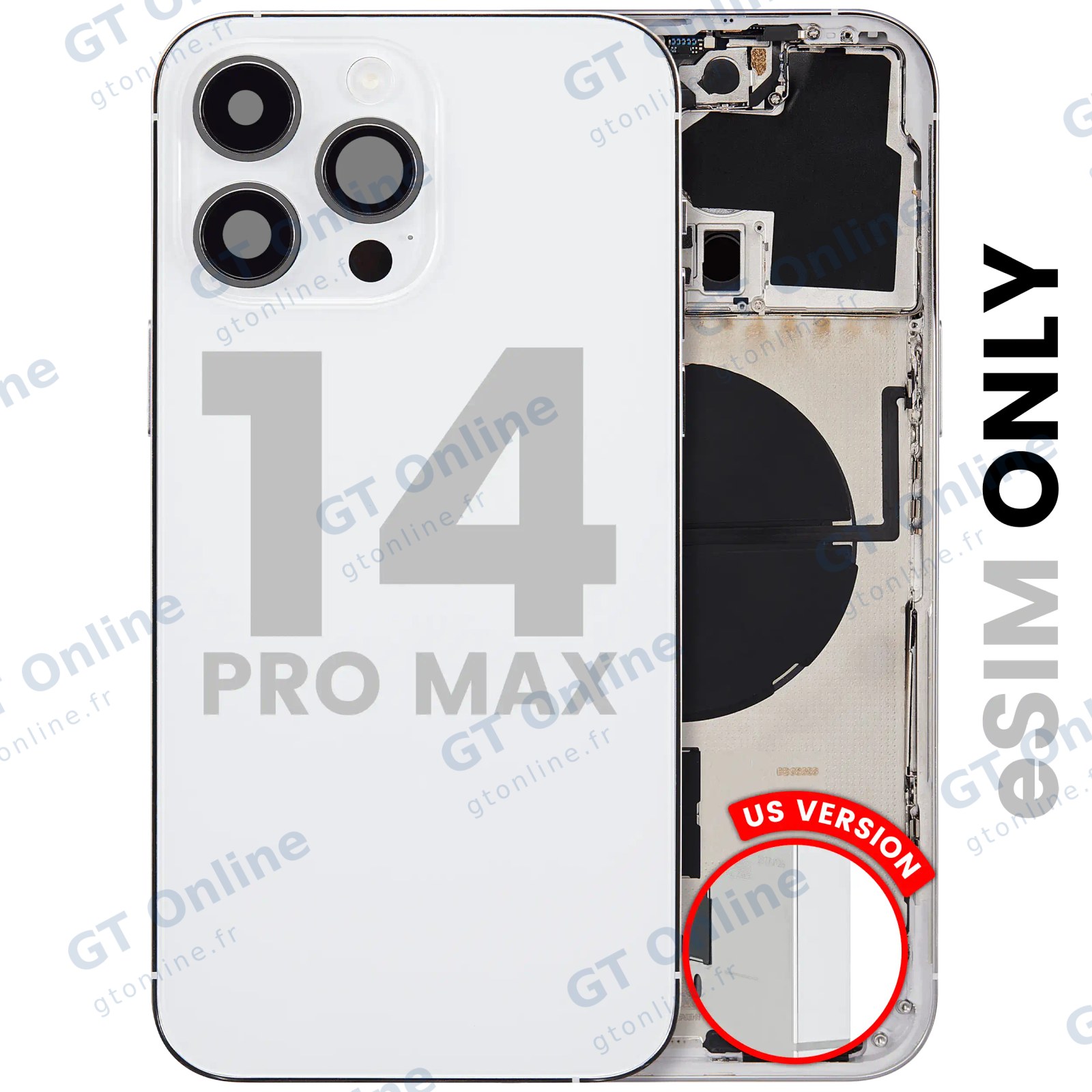 Châssis pour Apple iPhone 14 Pro Max (version US, origine d'occasion — grade B, argent)
