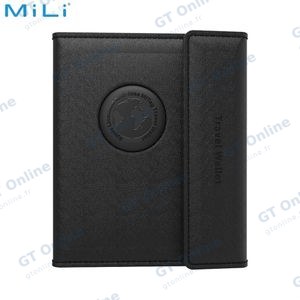 Traceur GPS MILI MiBook Travel Wallet Étui Passeport avec MiTag Intégrée iOS Noir