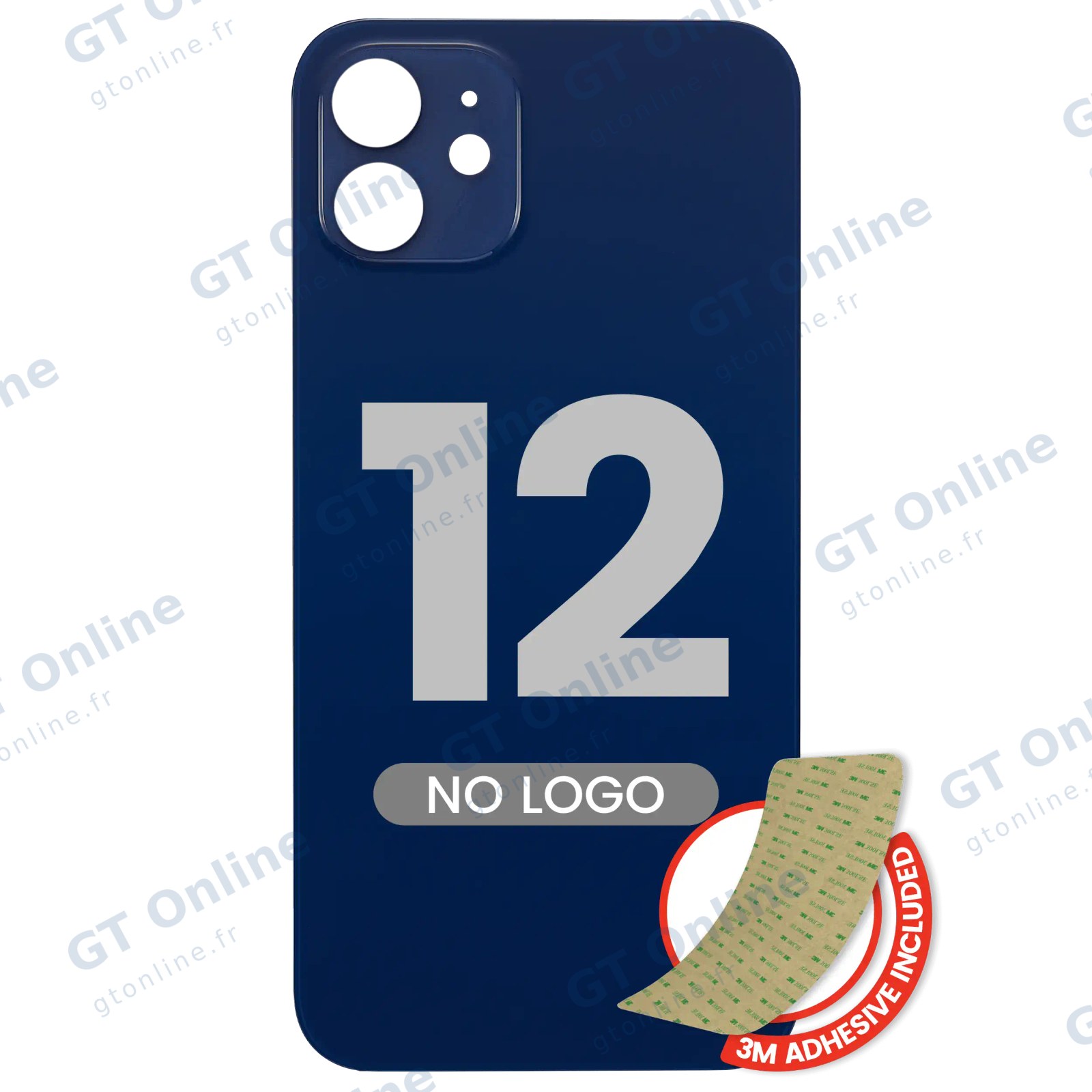 Vitre arrière pour Apple iPhone 12 (No Logo / Large Camera Hole, bleu)