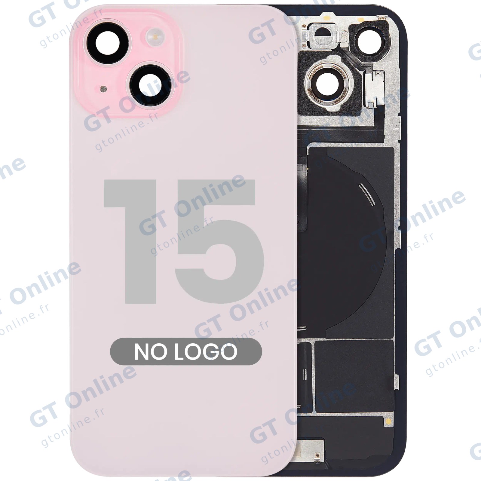 Vitre arrière pour Apple iPhone 15 (sans logo, rose) — réf. 107082130560