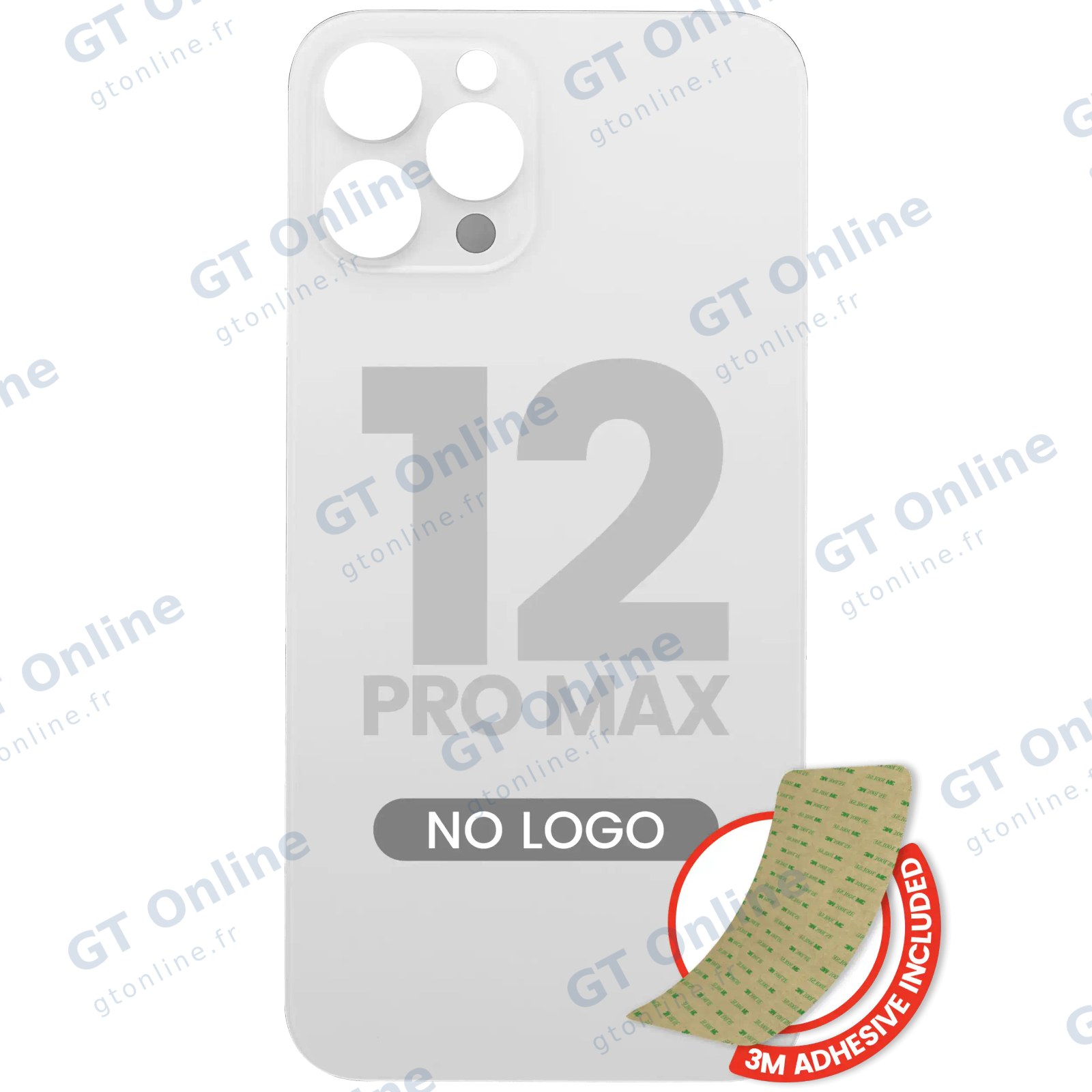Vitre arrière pour Apple iPhone 12 Pro Max (No Logo / Large Camera Hole, argent)