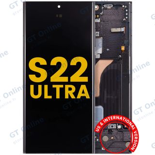 Écran OLED avec châssis pour Samsung Galaxy S22 Ultra 5G (version US & internationale, reconditionné, noir fantôme)