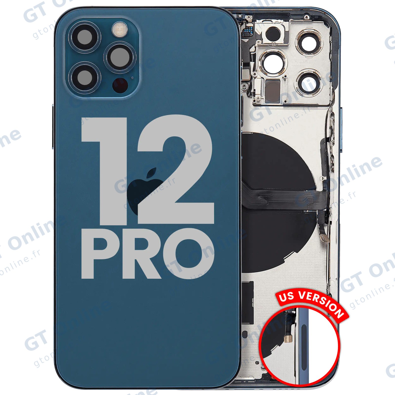 Châssis pour Apple iPhone 12 Pro (version US, origine d'occasion — grade B, Pacific Blue)