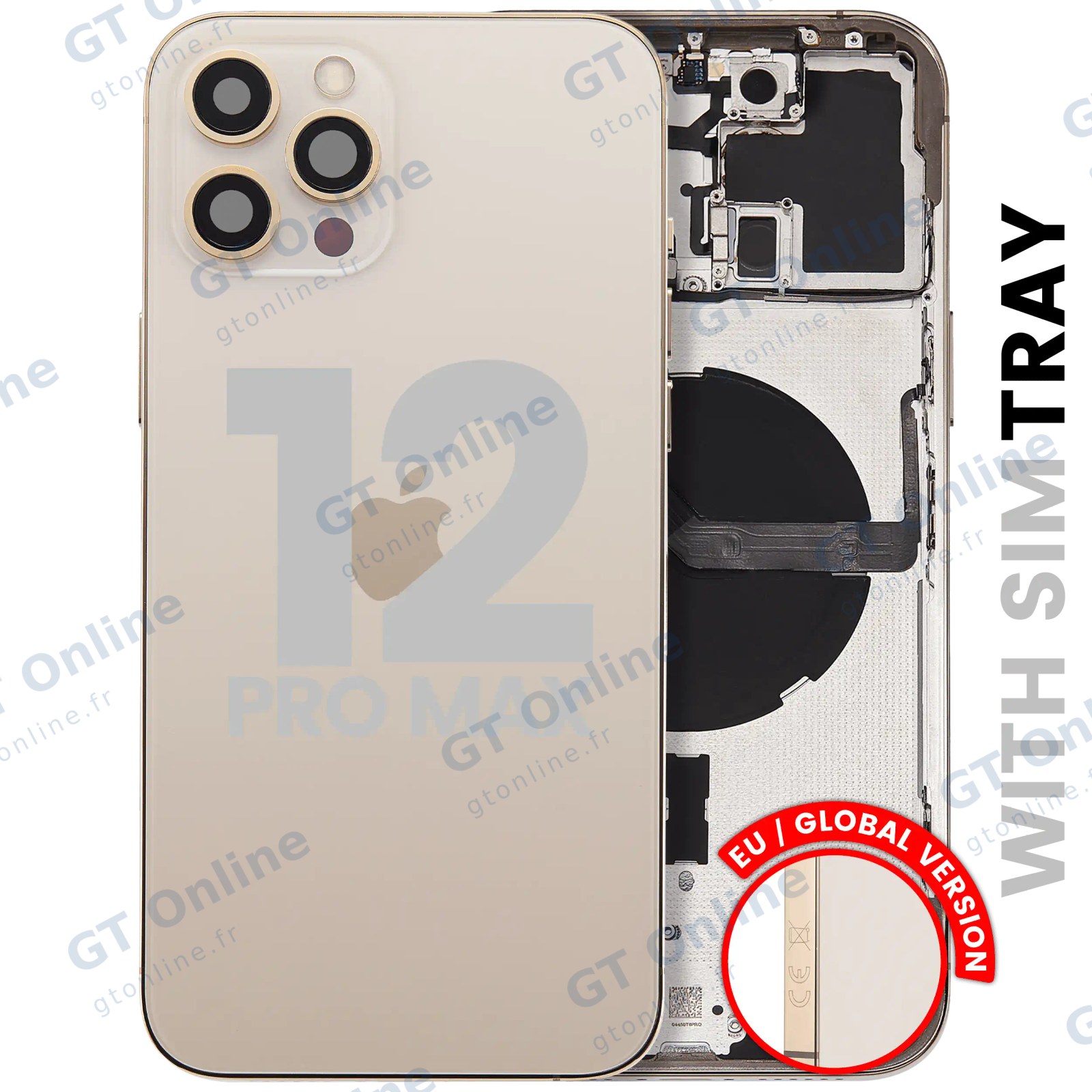 Châssis arrière pour iPhone 12 Pro Max (EU / Global, occasion d’origine, grade A, or)