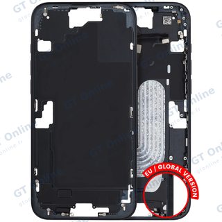 Châssis pour Apple iPhone 16 Plus (version EU, origine d'occasion — grade A, noir) — Châssis central avec petites pièces