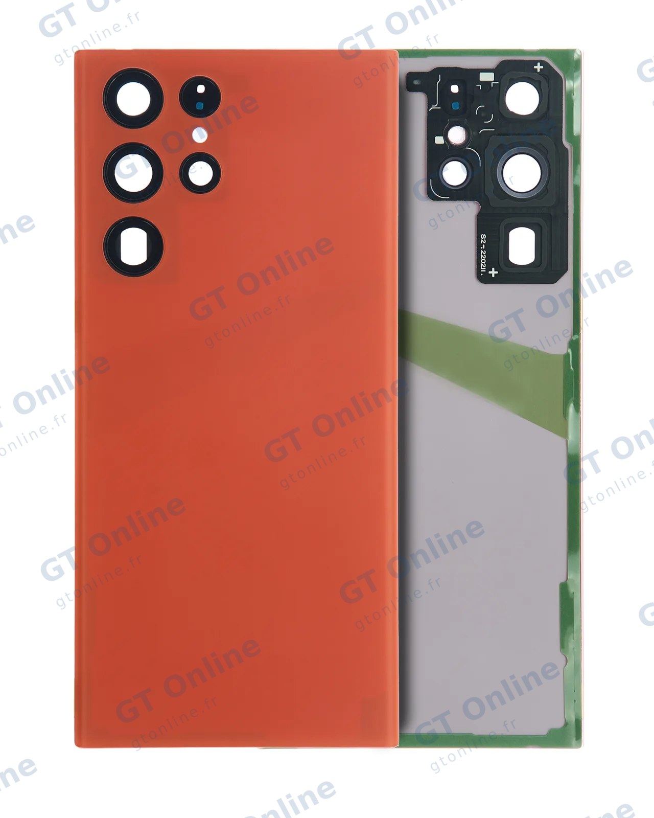 Vitre arrière pour Samsung Galaxy S22 Ultra (pack service origine, rouge)