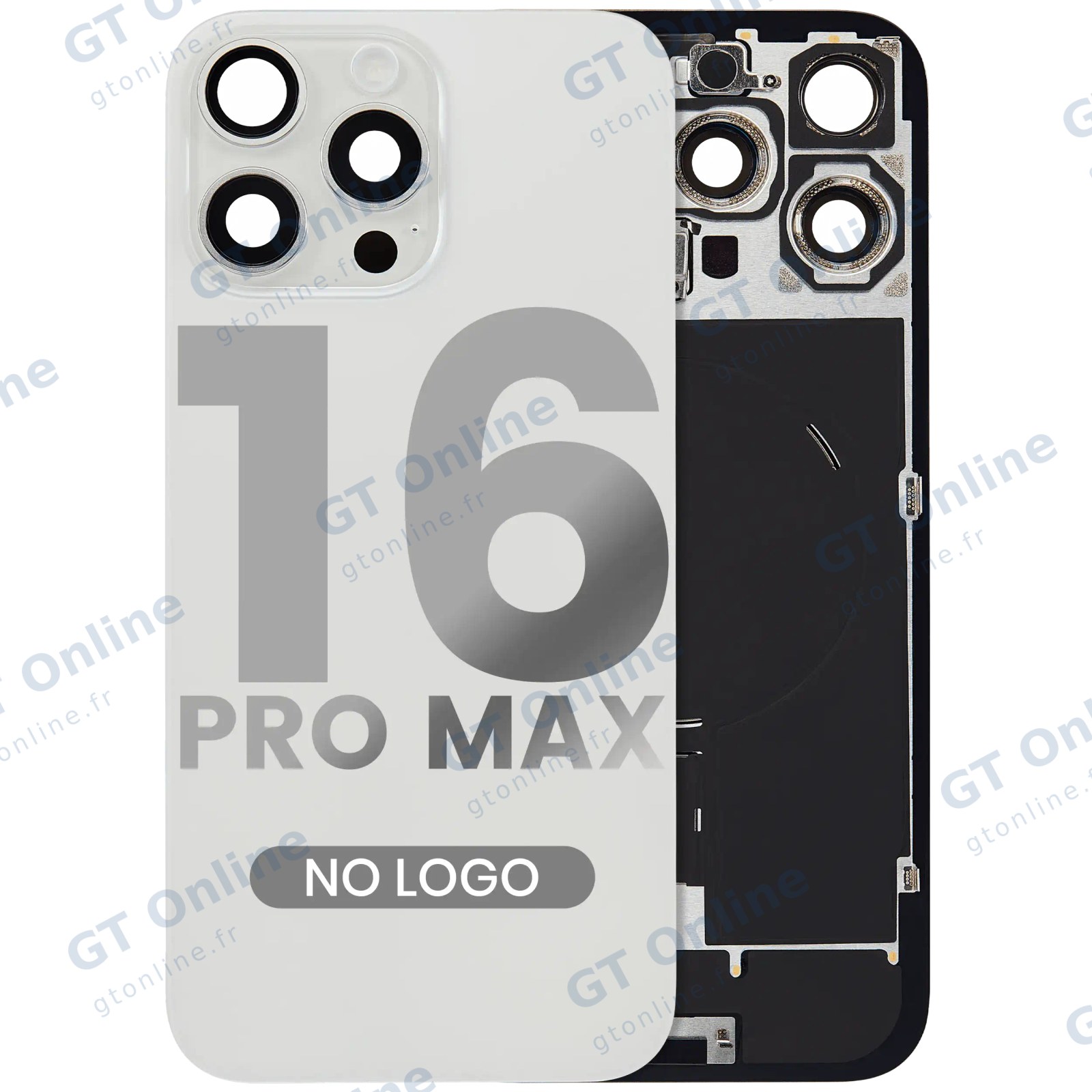 Vitre arrière pour Apple iPhone 16 Pro Max (sans logo, compatible, White Titanium) — réf. 107082113903