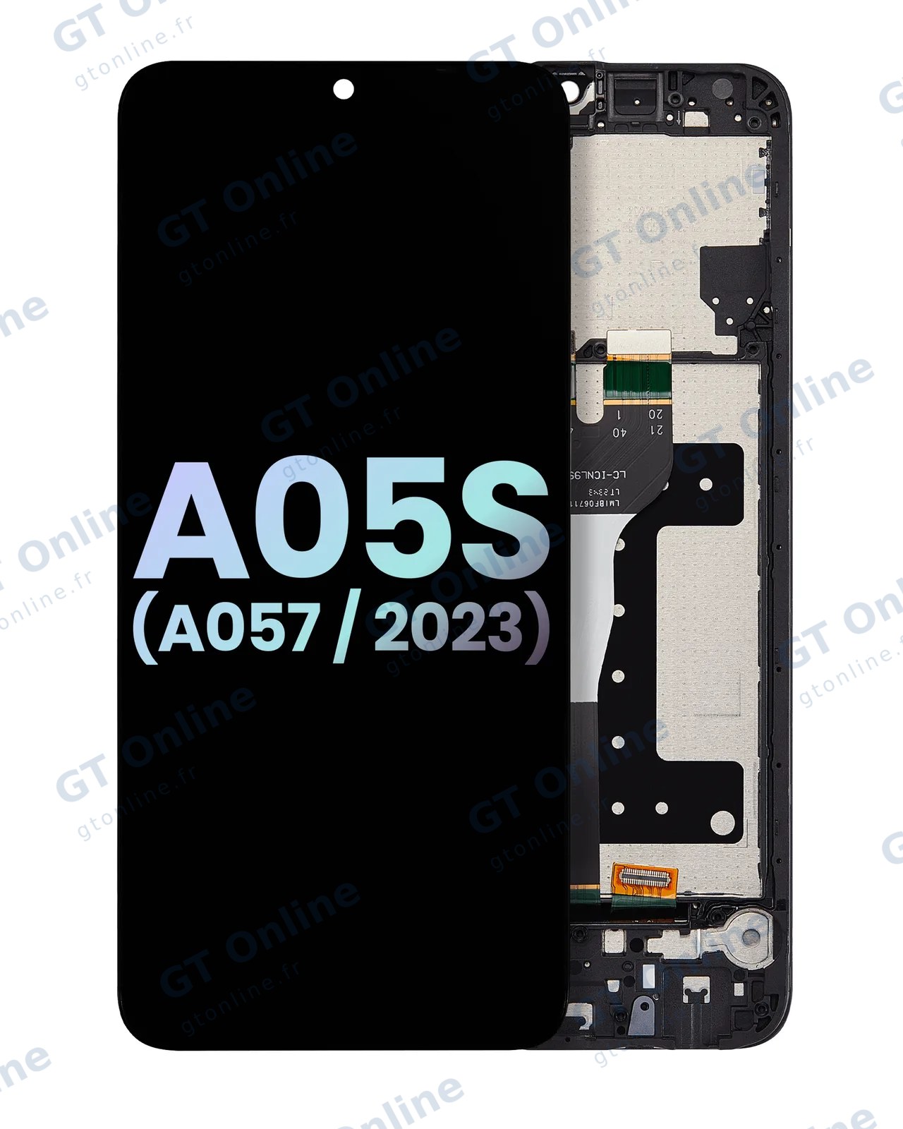 Écran LCD avec châssis pour Samsung Galaxy A05s (A057 / 2023) (pack service origine, noir)