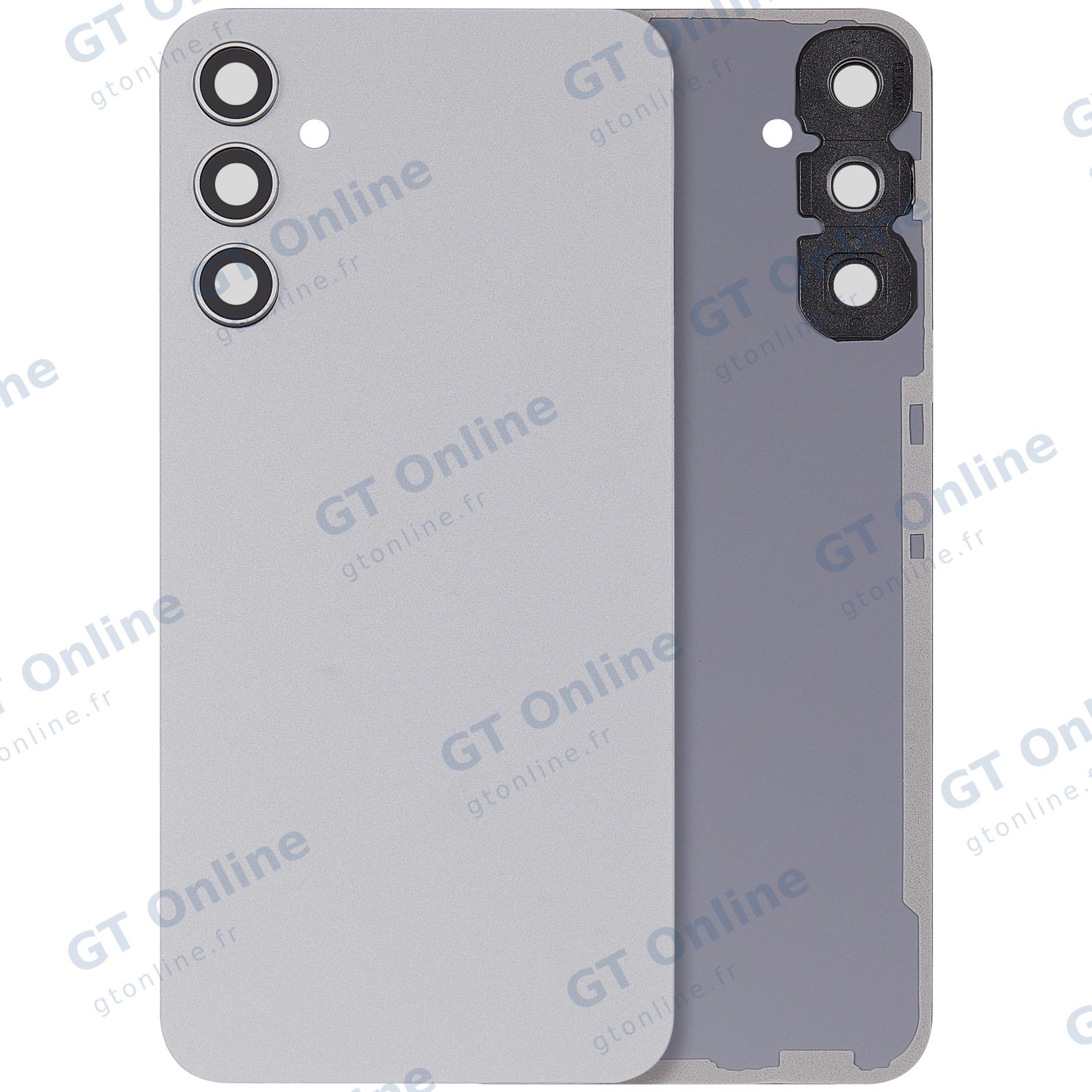Capot arrière avec lentilles pour Samsung Galaxy A34 5G (A346 / 2023) (sans logo, compatible, argent) — vue 1