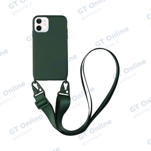 Coque Silicone avec Bandoulière Apple iPhone 12 Mini (#9) Vert Foncé