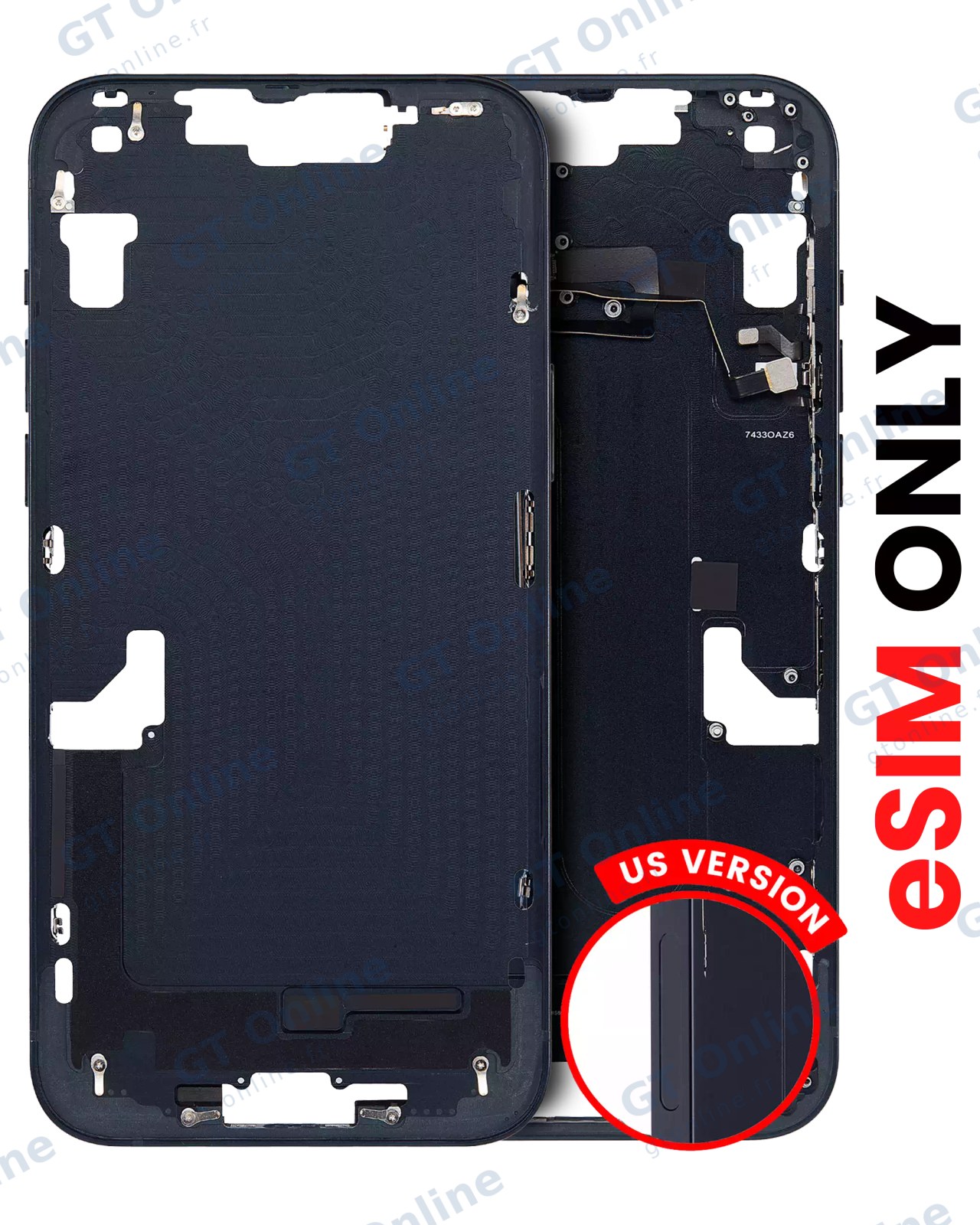 Châssis pour Apple iPhone 14 (version US, compatible premium, minuit)