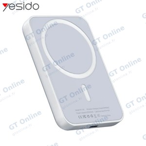 Batterie Externe Power Bank Sans Fil Magnétique Yesido YP29 5000mAh 5W Blanc
