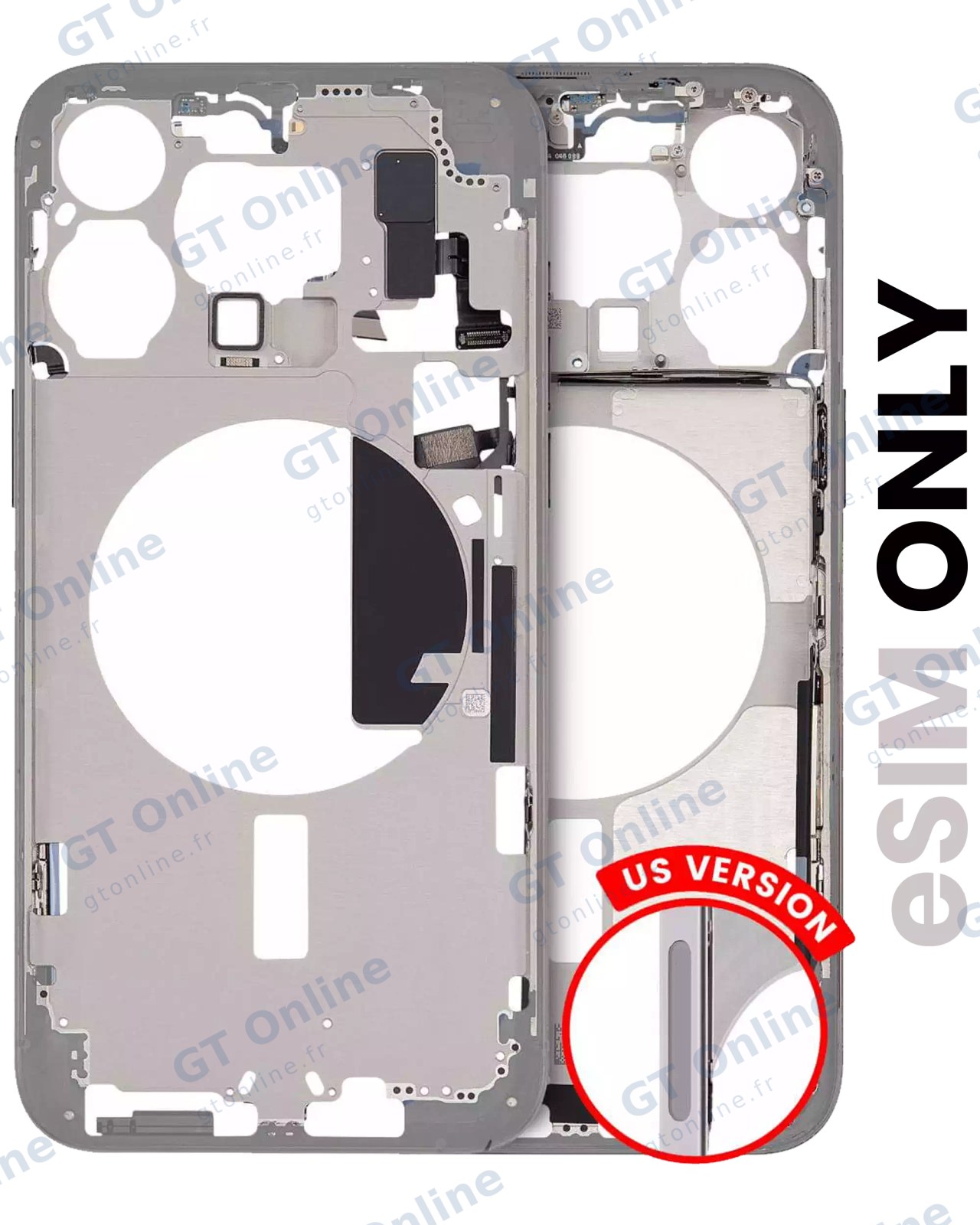 Châssis pour Apple iPhone 15 Pro Max (version US, origine d'occasion — grade A, White Titanium)