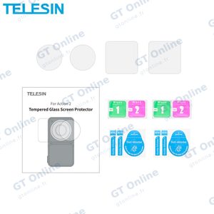 Verre Trempé Classique TELESIN OA-FLM-001 pour DJI Action 2 (2x Écran + 2x Lentille) Transparent