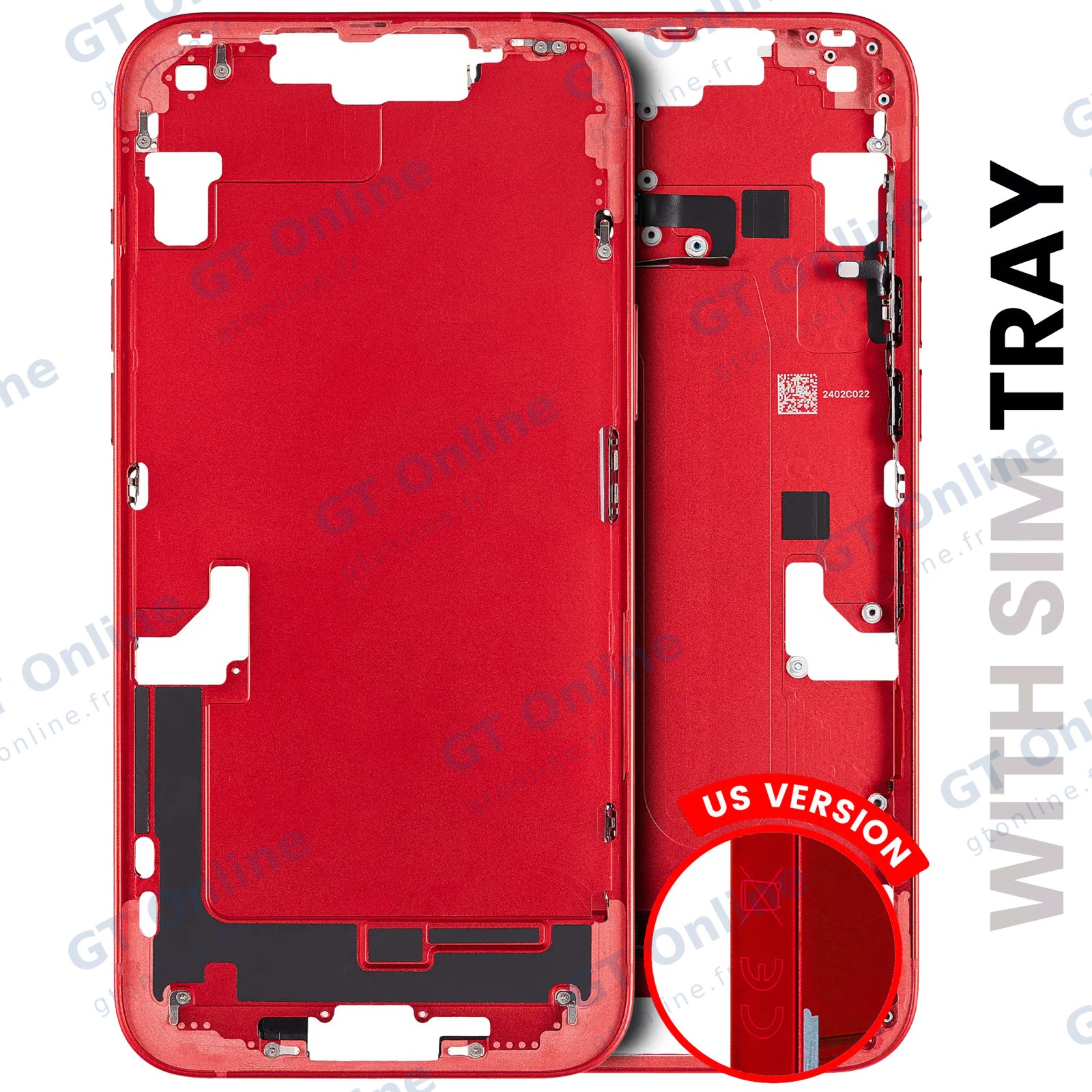 Châssis pour Apple iPhone 14 Plus (version EU, origine d'occasion — grade A, rouge) — Châssis central avec petites pièces