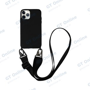Coque Silicone avec Bandoulière Apple iPhone 11 Pro Max (#1) Noir