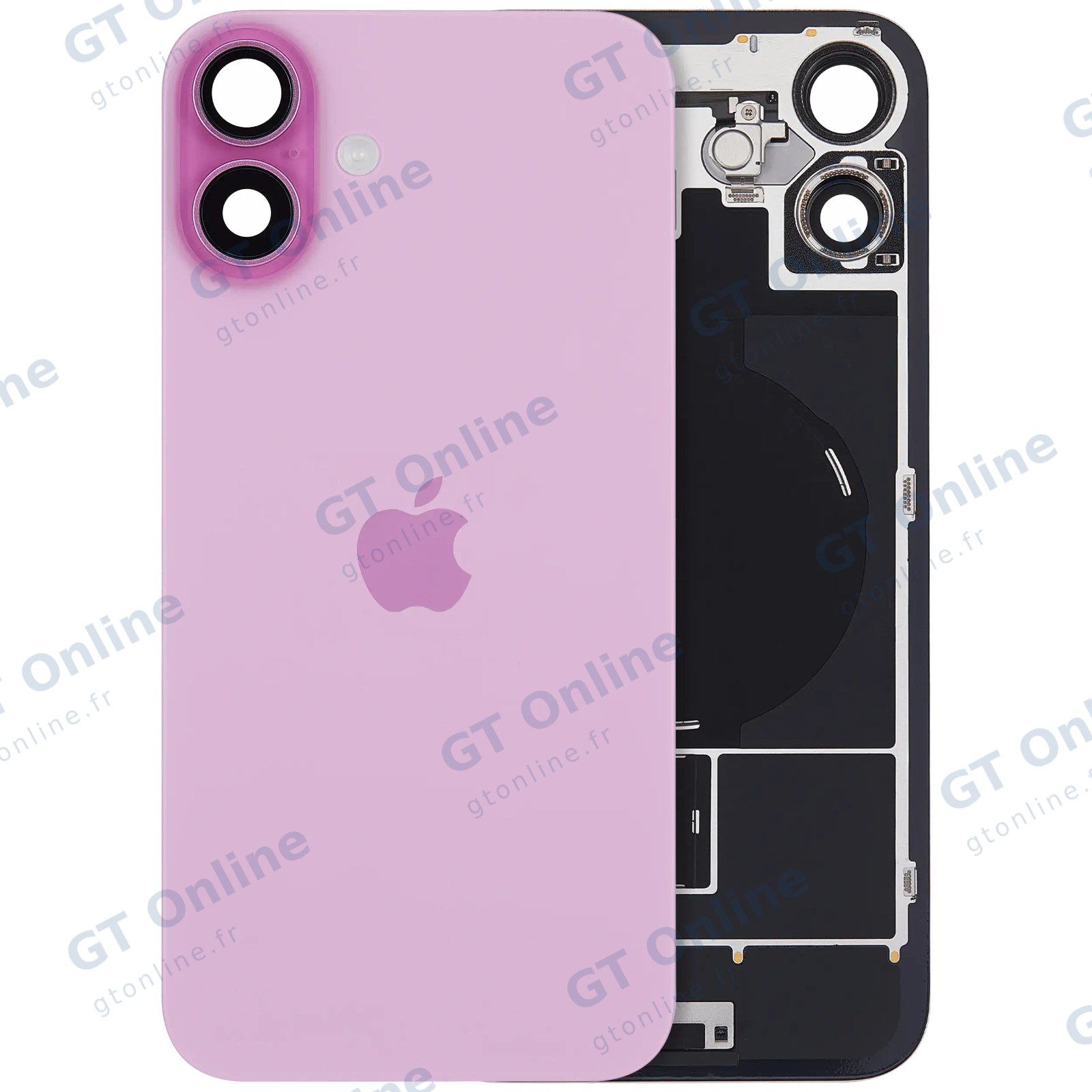 Vitre arrière avec MagSafe, NFC et nappe flash pour Apple iPhone 16 Plus (origine, rose)