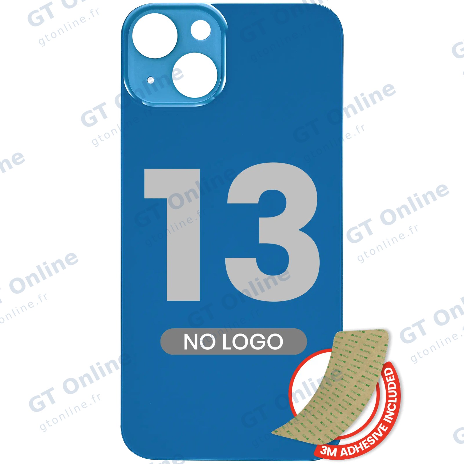 Vitre arrière pour Apple iPhone 13 (No Logo / Large Camera Hole, bleu)