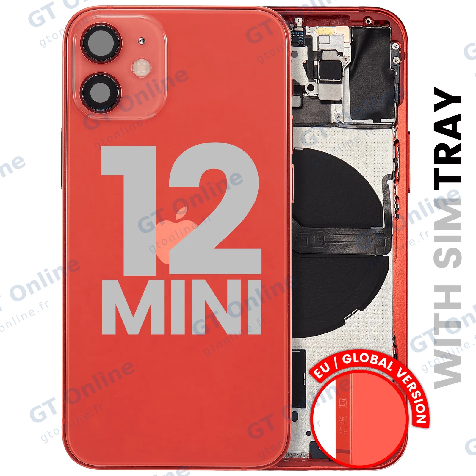 Châssis pour Apple iPhone 12 Mini (version EU, origine d'occasion — grade A, rouge)