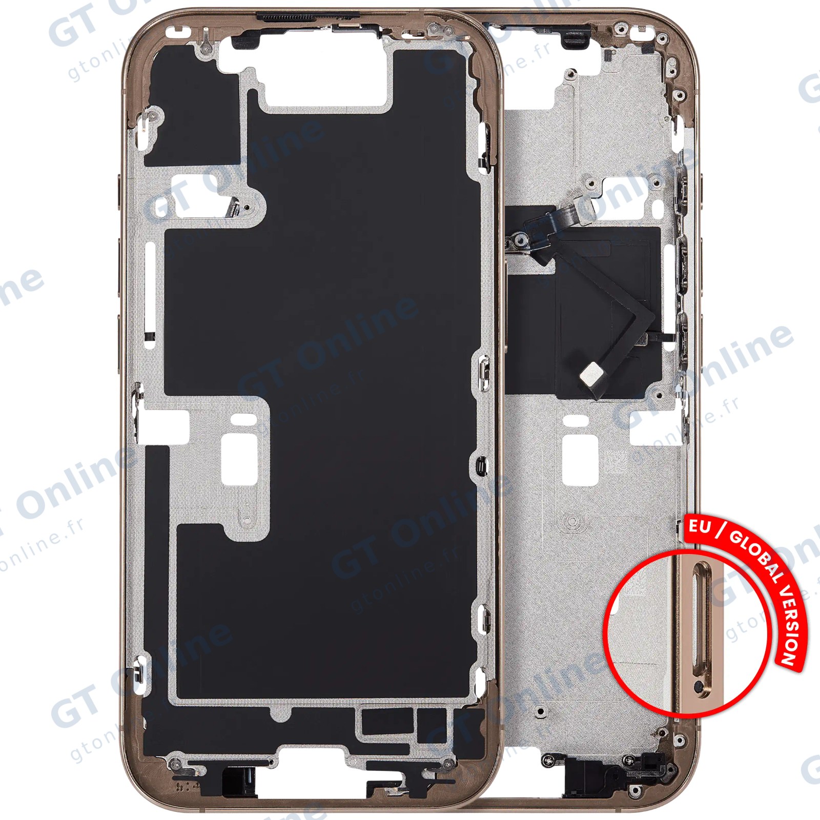 Châssis pour Apple iPhone 16 Pro (version EU, compatible premium, Desert Titanium)