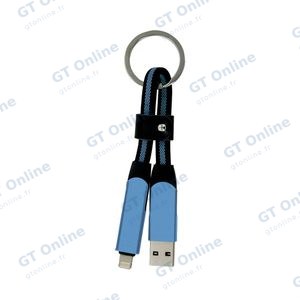 Porte-Clés Multi-Câbles 5 en 1 (Lightning + 2x Type-C + USB-A) Bleu
