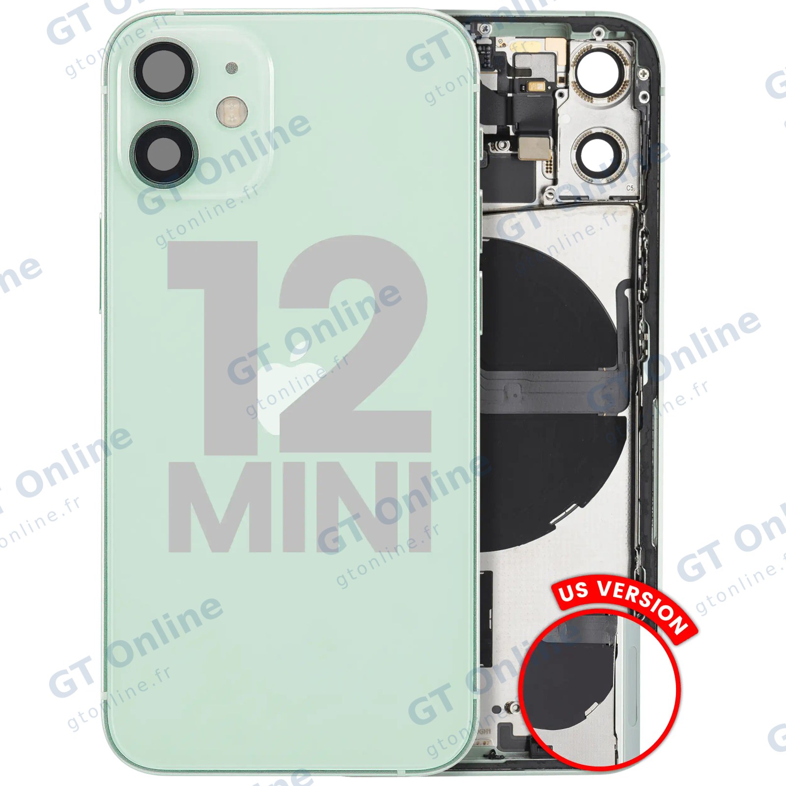 Châssis pour Apple iPhone 12 Mini (version US, origine d'occasion — grade A, vert)