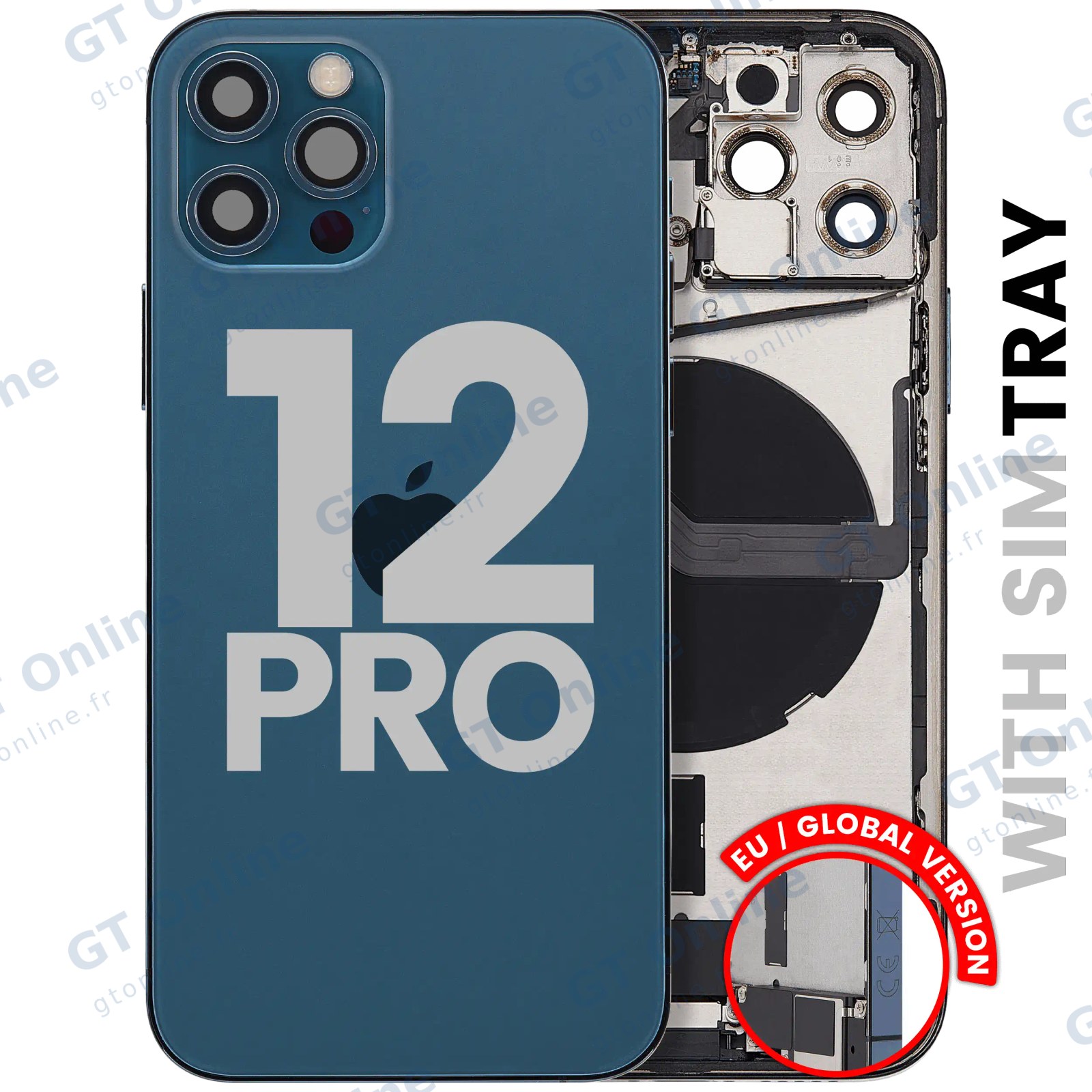 Châssis pour Apple iPhone 12 Pro (version EU, origine d'occasion — grade A, Pacific Blue)