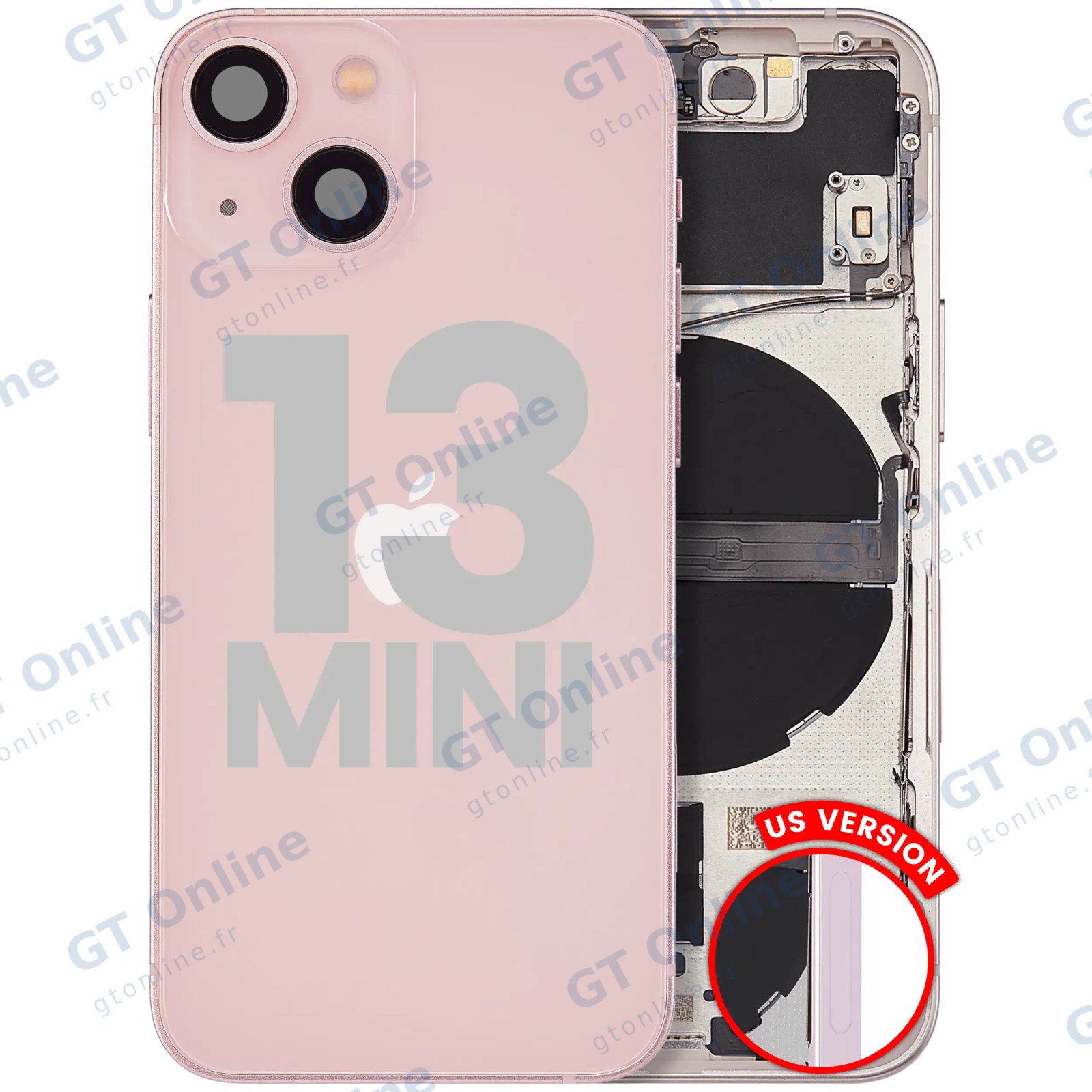 Châssis pour Apple iPhone 13 Mini (version US, origine d'occasion — grade B, rose)