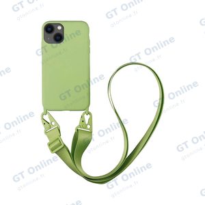Coque Silicone avec Bandoulière Apple iPhone 14 Plus (#12) Vert Clair