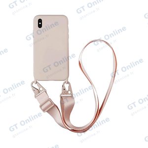 Coque Silicone avec Bandoulière Apple iPhone XS Max (#4) Rose Gold