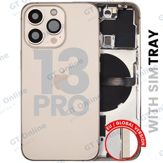 Châssis pour Apple iPhone 13 Pro (version EU, origine d'occasion — grade A, or) — Coque arrière avec petites pièces